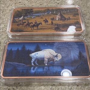 10 Troy Ozs .999 Pure Native American & White Buffalo collectable Art  Bars
